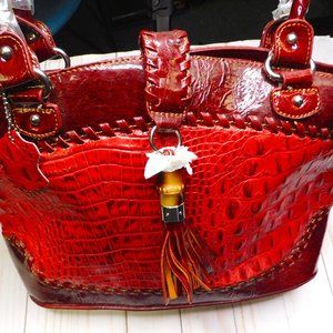 Madi Clair Red Leather Satchel